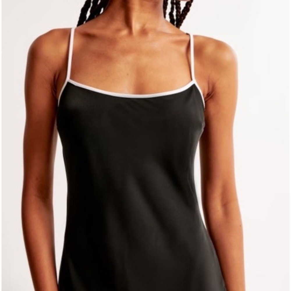 Abercrombie & Fitch Julia Dress Womens S Black Satin Slip Midi Minimalist MINT - Picture 2 of 7
